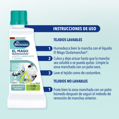 El Mago Quitamanchas - Aceite y Lubricante - Dr Beckmann - instrucciones de uso