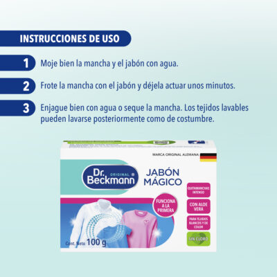 Jabon Magico 100g - Dr Beckmann - instrucciones de uso