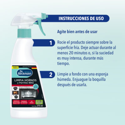 Limpia Hornos y Parrillas BBQ 375 ml - Dr Beckmann - instrucciones de uso