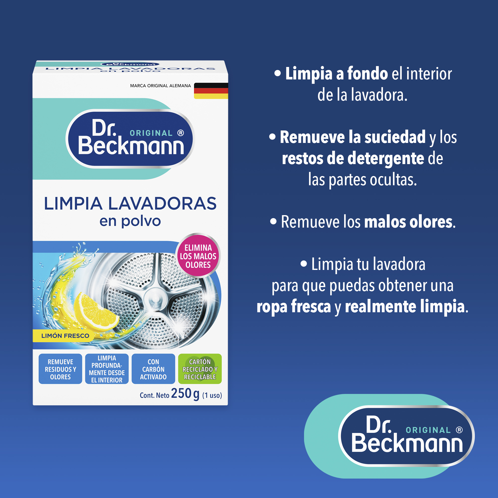 Limpia Lavadoras en Polvo 250g - Dr Beckmann - resultado de aplicación
