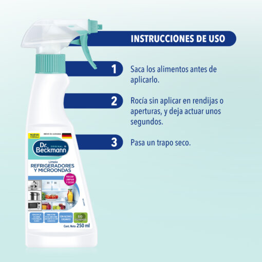 Limpia Refrigeradores y Microondas 250 ml - Dr Beckmann - instrucciones de uso