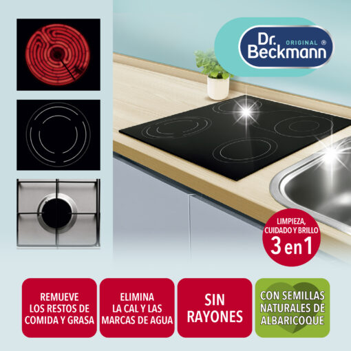 Limpiador Intensivo de Vitrocerámica y Acero Inoxidable 250 ml - Dr Beckmann - principal uso