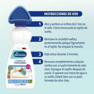 Limpiador de Tapiceria 400ml - Dr Beckmann - instrucciones de uso
