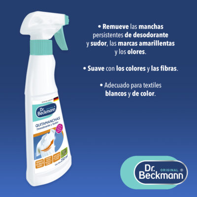 QUITAMANCHAS Desodorante y Sudor 250ml - Dr Beckmann - principal uso