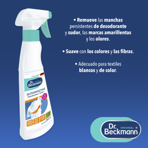 QUITAMANCHAS Desodorante y Sudor 250ml - Dr Beckmann - principal uso